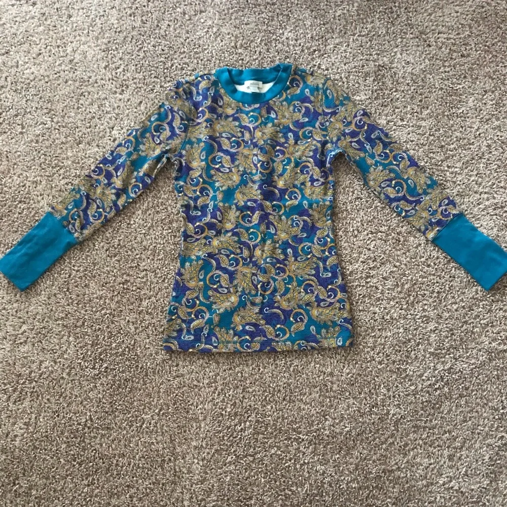 NWOT Blue and Yellow Sundance Paisley Long Sleeve - Picture 2 of 7